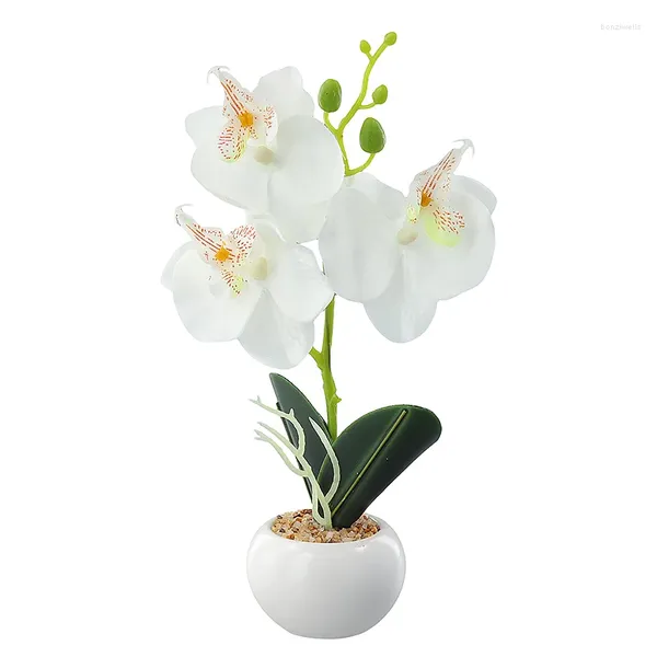Декоративные цветы искусственная орхидея бонсай -горшка -симуляция Phalaenopsis Home Office Balcony Garden Реалистичный для открытого помещения