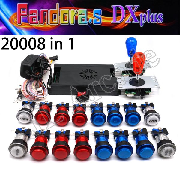 Игроки Pandora Saga Box DX Plus Arcade Diy Kit 20008 Game в 1 светодиодной кнопке Sanwa Joystick Power Power для Bartop Machine Cabine