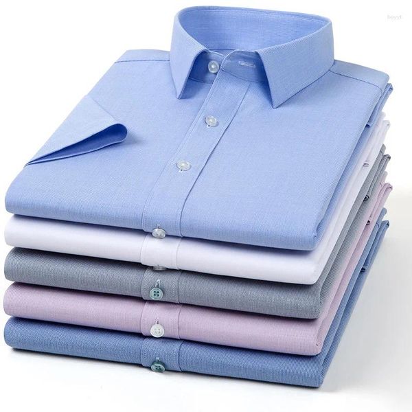 Herren lässige Hemden Hight Qulity Solid Color Sommer Kurzarm für Männer Slim Fit Formal Shirt Office Business Kleidung Artikel