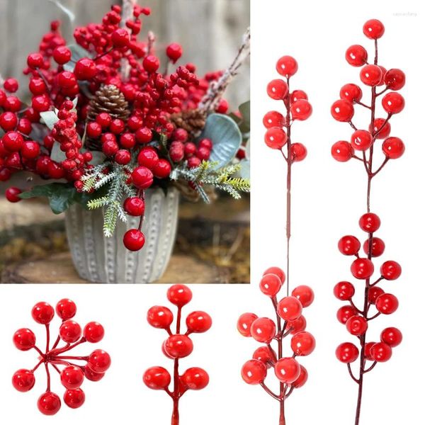 Fiori decorativi 5/10 pezzi di bacche rosse natalizie rami di bacche in schiuma multi -tipo per fornitura di navigazione per alberi da navi da ghirlanda fai -da -te