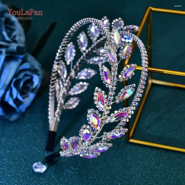 Pieces de cabeça TopQueen Acessórios para cabelos de casamento artesanal para mulheres Bling Hoop Riprone de jóias de noiva coloridas Acessório de luxo HP642