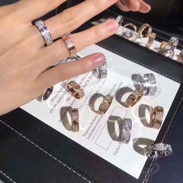 0 -Starry Ring Ring Ring Rings Designer для женского титанового стального золота из розового золота серебряным с полным бриллиантом для мужских колец.