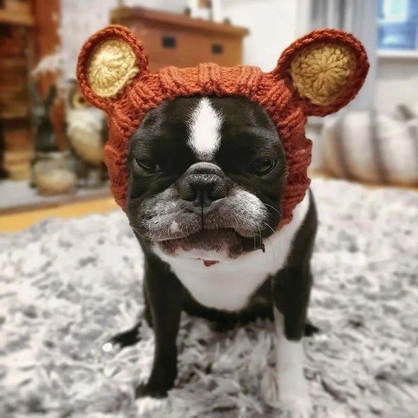 Abbigliamento per cani Cappello da orso inverno aroroso aroroso di Natale, vestito per il copricapo per animali domestici Accessori per copricapo a maglia