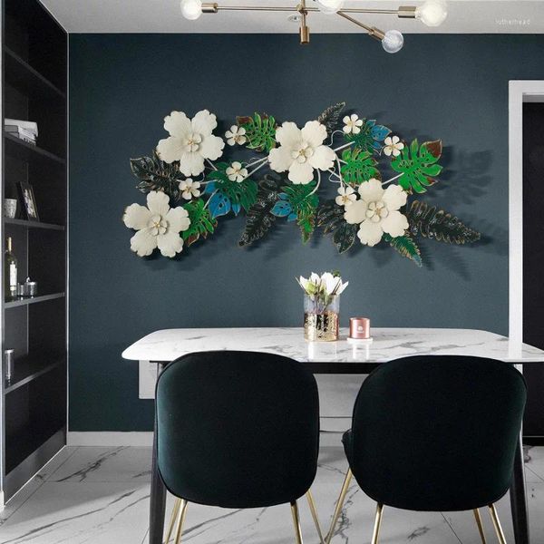 Dekoratif figürinler lüks yaratıcı oturma odası kanepe tv arka plan İskandinav kolye metal üç boyutlu çiçek duvarı dekorasyon