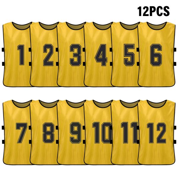 Soccer 6/12 PCS Pinnies Kid's Football Pinnies Essiccamento rapido Maglie da calcio Maglie per la squadra di basket per la squadra di pallacanestro Numero brsettelo sportivo