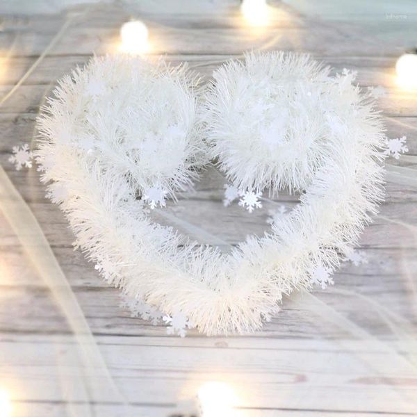 Decoração de festa natalflos brancos flocos de neve fita feita artesanal ornamento de natal árvore pendurada decoração de férias de casamento diy