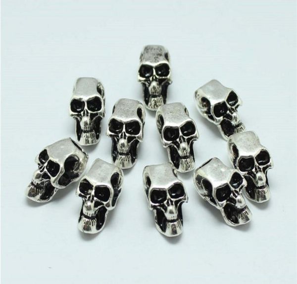 100pcslot Evil Skull Heads Scheletro in lega di zinco Big Hole Beads si adattano al braccialetto a catena europea Paracord Accessorio8890223