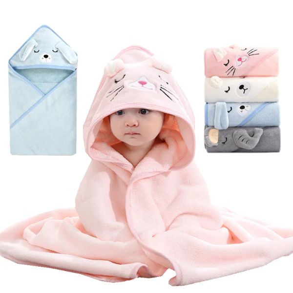 Prodotti da bagno per bambini cartone animato per il corpo con cappuccio per pile di corallo con cappuccio per bambini con le coperte per neonati per bambini per bambini per ragazzi 80*80 cm