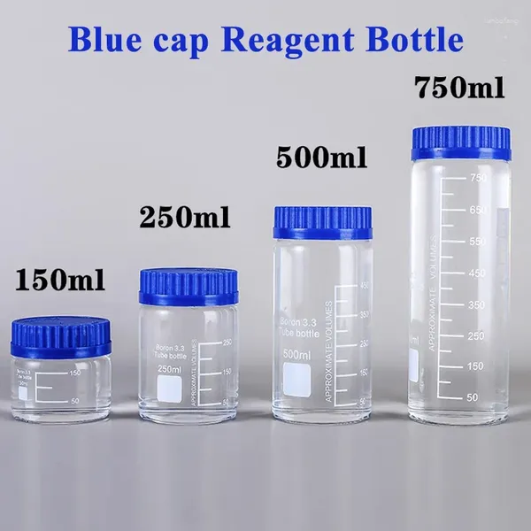 150ml-1000ml Borossilicato largo de boca largo Tubo de tubo azul Campa de tampa de tampa de reagente selada Vises Silicone PTFE Pad