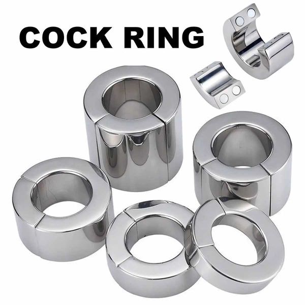 NXY Cockrings Penis Halkası Manyetik Kilit Metal Scrotum Kolye Top Ssans Testis Ağırlık Horoz Kısıtlama Paslanmaz Seks Oyuncaklar Erkekler için 240427