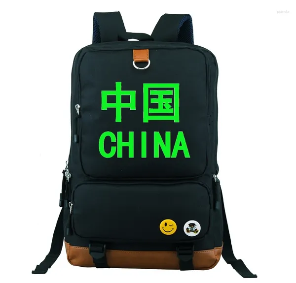 Zaino in cinese lettere zaini bambini noctilucenti bagpack unisex adolescenti di zaino da cartoni animati cinesi studiano studiare la borsa da viaggio