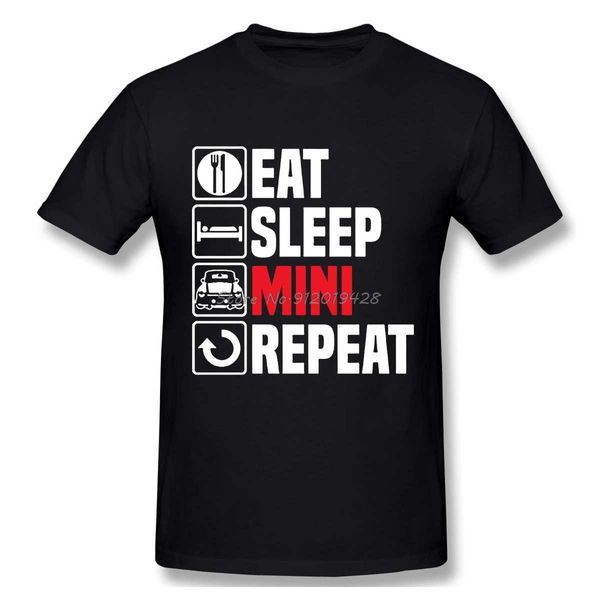 Herren-T-Shirts essen Schlaf Mini Repeat T-Shirt Fun VADS Geburtstag Cooper Auto Väter Tag T-Shirt Geschenk Street Kleidung Harajuku T-Shirt J240426