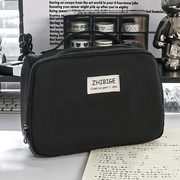 Lápis Caso Black Stationery Box Store Storage Trouss Supplies Supplies Kalemlik Estuche Escolar Bolsa 240423