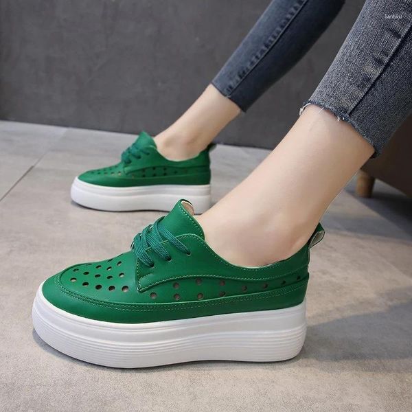 Fitnessschuhe Mode Chunky Sneakers Plattform Designer Leder vulkanisierte Frau Comfor Speak Sport Casual Tennis Frauen Grün Green