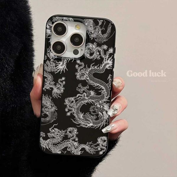 Mobiltelefonkisten Chinese White Dragon Totem Lovers Cover Case für iPhone 15 14 13 12 11 Pro Max Mini 7 8 plus XS XR J240426