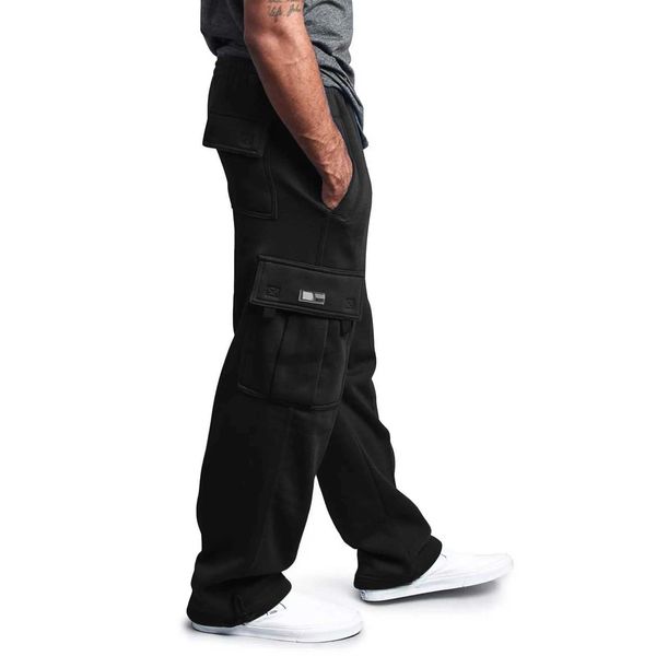 Мужские брюки карманы слишком большие грузовые брюки уличная одежда с твердым цветом европейский и американский стиль брюки черная спортивная плита Pantalonesl2404