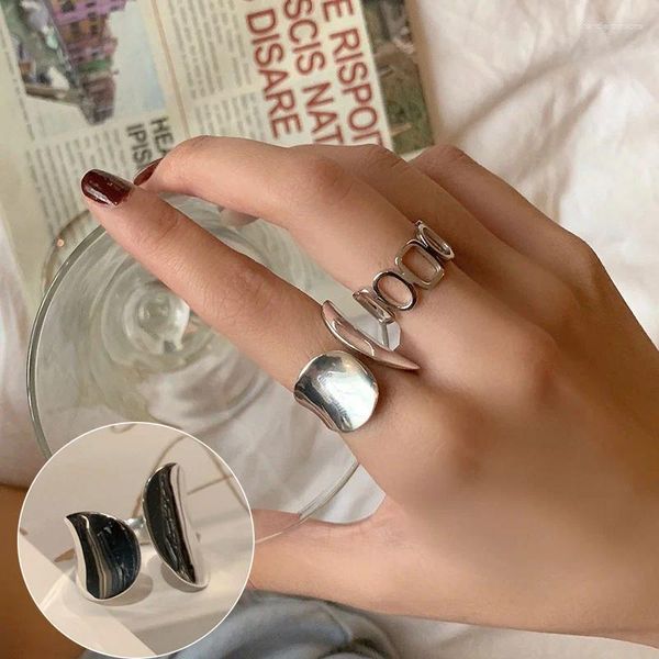 Ringos de cluster 925 Silver Bating Smooth Finger Ring for Women Girls Party Punk Hiphop Jewlery Gifts Acessórios E1286