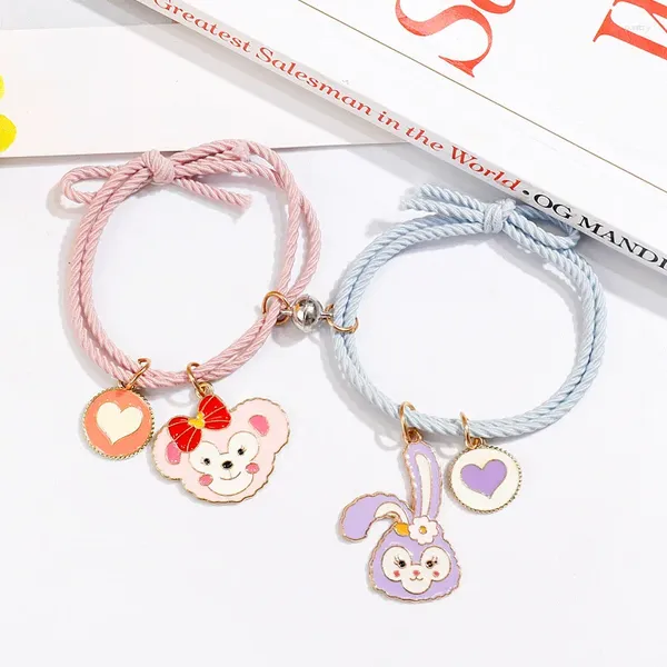 Braccialetti fascino magneti cartone animato coppia aspirazione braccialetto ragazza cerchio di capelli cioè versatile piccolo elastico stringa