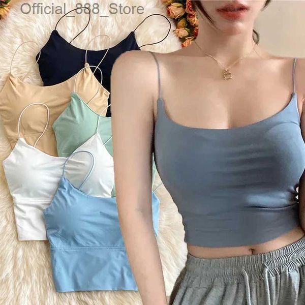 Serbatoi da donna camis Ice Silk Crops Tops Women Sexy Top Top Grils Summer Seamless Greno senza battuta Undera biancheria bianche