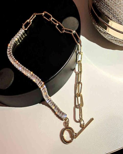 Kreativität Geometrische Kristall Halskette für Frauen Top Designer Luxus -Schmucknackenketten Eingelegtes hochwertiges AAA -Zirkon -Chokers Y044868572