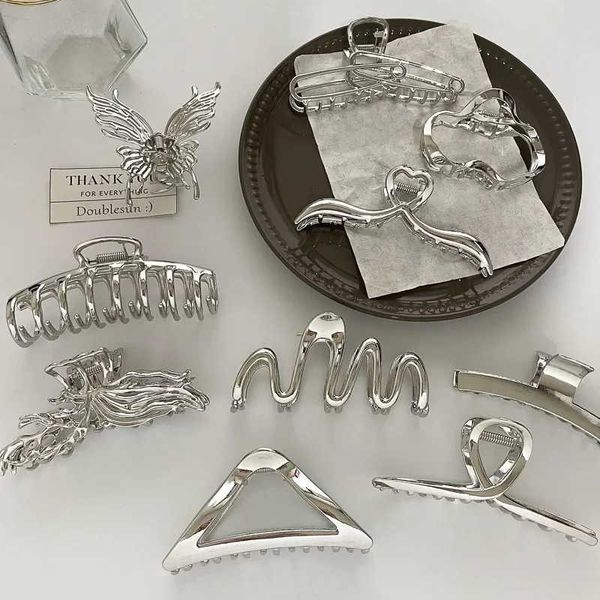 Haarklammern Barrettes kalte Luft Silber Grab Clip hochwertiges Metall Haar großes Haifischkoreaner Kopfbedeckung Großhandel