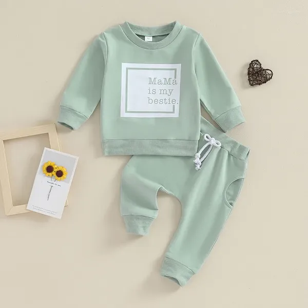 Set di abbigliamento abiti da bambino per bambini 6 9 12 18 24 mesi 2t 3t outfit lettera a maniche lunghe pantaloni da jogger set turista