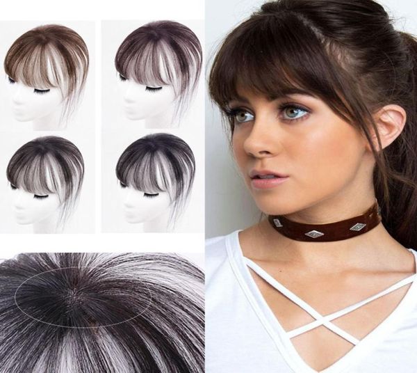 Clip in Bangs Human Hair 3D Fringe Hair Extensions a mano Made a 360 ° invisibile Topper Natural Bangs Hair9790458