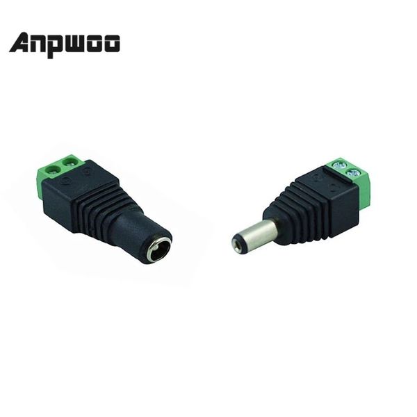 ANPWOO 1 Coppia 2.1 x 5,5 DC MASCHIO MASCHIO / 2.5X5.5 Plug del connettore Adattatore DC DC femmina per la spia della telecamera CCTV Luce a strisce LED