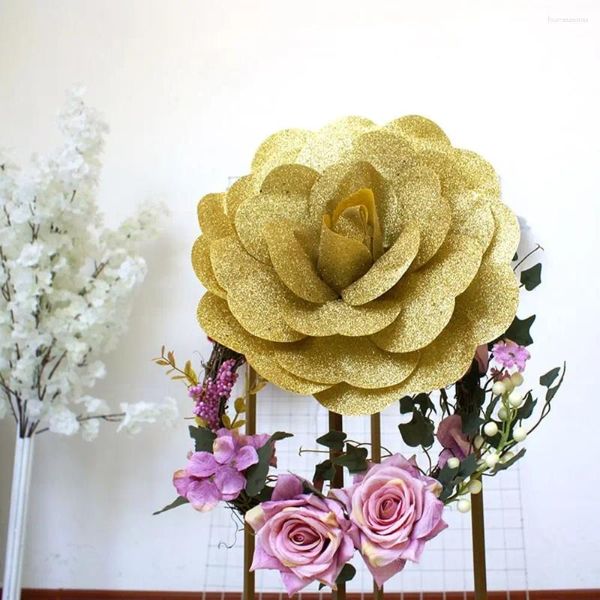 Fiori decorativi glitter gigante gigante rosa fiore all'aperto 40/50 cm Ornamenti per la festa di nozze artificiali Visualizzazione della finestra PROPT STRADA STRADA GUARDA TESTA FLOOLE