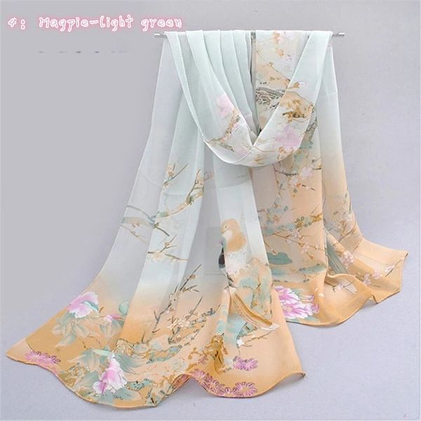 Donne Chiffon Scarf Fashion Leisure Butterflies Branch Pattern Long Shawl Scialle versatile Elegante Minimalista Retro Sciarpe 240425