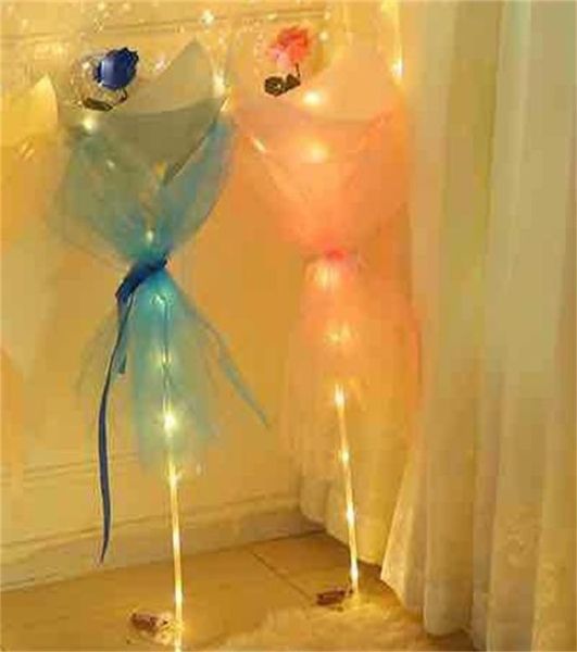 LED Luminous Balloon Rose Bouquet Helium Transparent Ballons Wedding Birthday Party 2021 Happy New Year Christmas Ornaments 324 R27217246