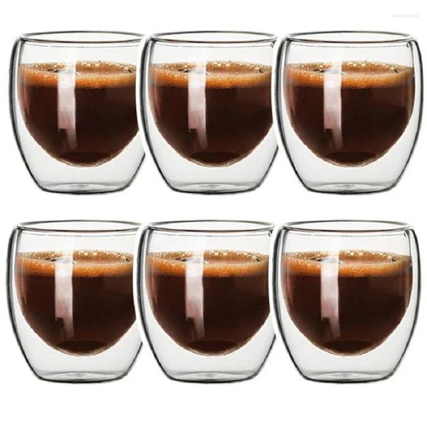 Şarap bardakları espresso bardak 6 çift duvarlı cam kahve 2.8 oz yalıtılmış s açık