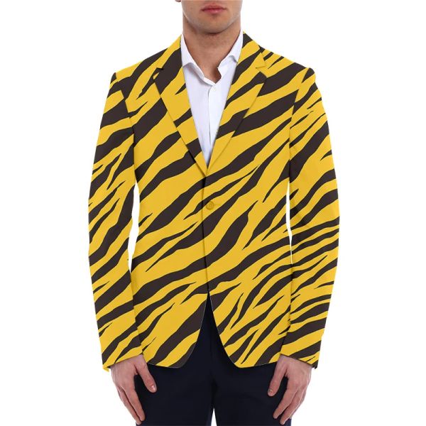 Костюмы Tiger Stripes Blazers Мужской костюм винтажный животный животный негабаритный мужской курт Homme одежда на заказ костюмы.