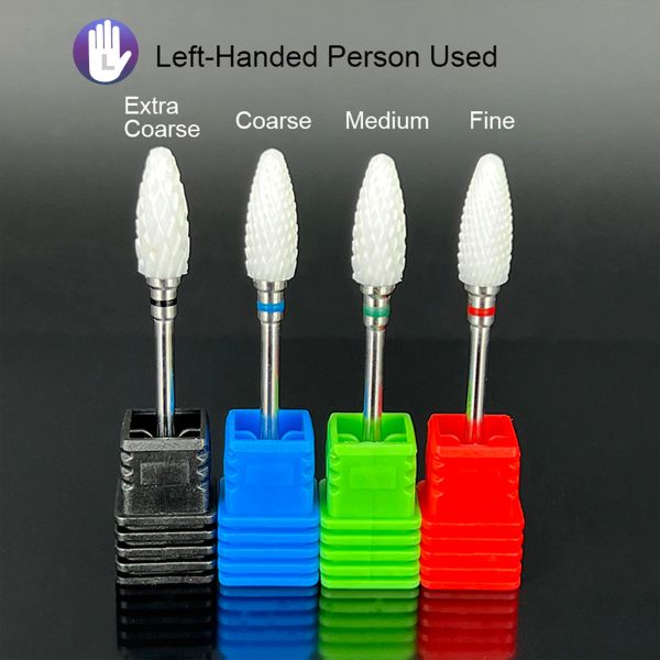 Bits maohang personalizado canhoto canhoto cerâmica broca de unhas de moagem de moagem para acessórios de máquina de manicure elétricos ferramentas de arte unhas