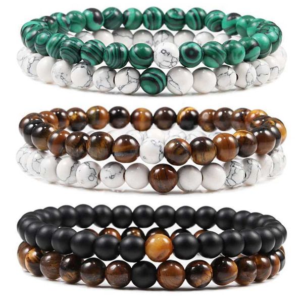 Perlen heiß verkauft 2 Stück/Set Coppler Perlenarmband Tiger Augen Schwarz Lava Naturachitenergie Energie Elastizität Schmuck