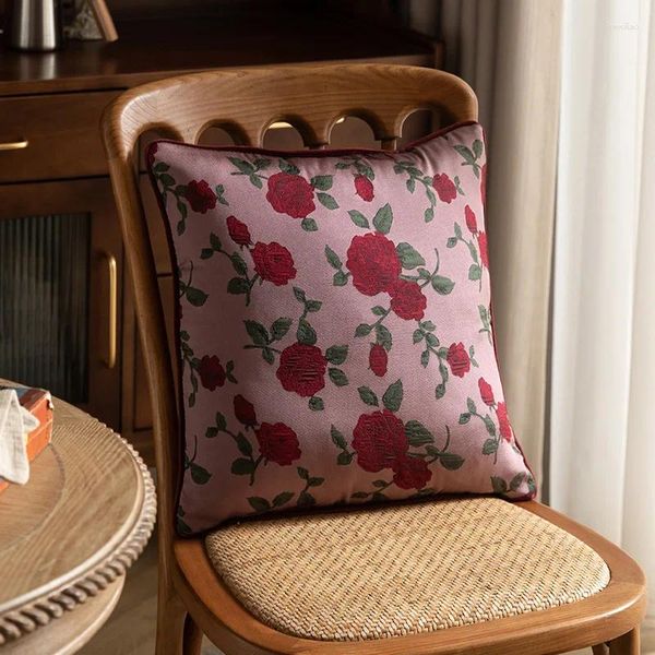 Cuscino decorazione casa rossa fiore vintage cuscini da soggiorno di divano rimovibile e lavabile