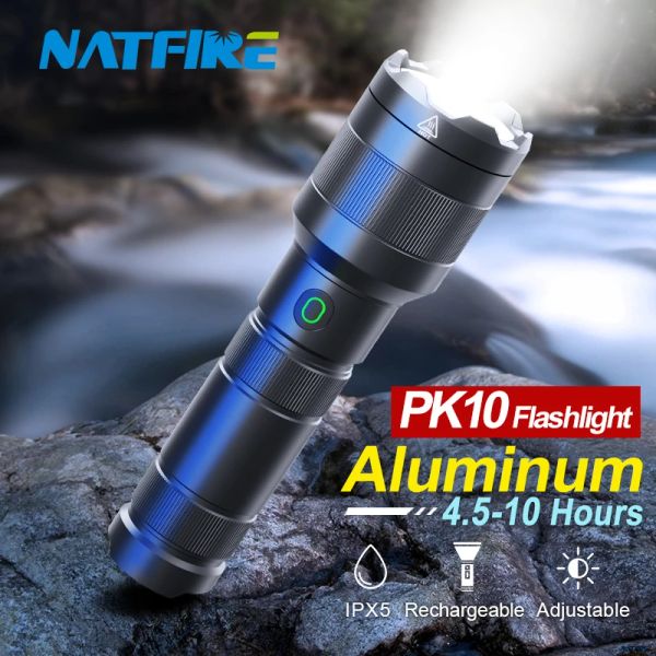 Lights Natfire PK10 Светодиодный фонарик Супер яркие компактные фонарики 18650 USB C.