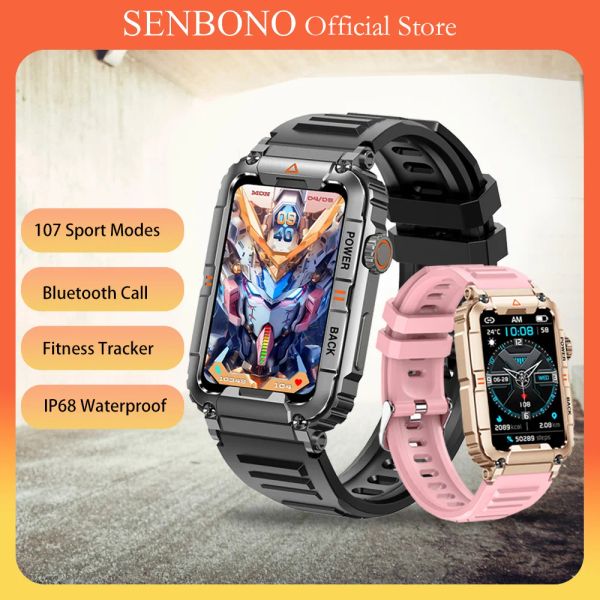 Relógios senbono 2023 novo smartwatch bluetooth rastreador de fitness rastreador de fitness rastreio hateral 9 esportes smart watch masculino para companheiro 60 Pro Phone