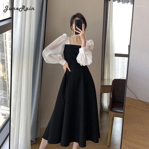 Abiti casual Junerain Summer for Women 2024 Abito da fata Kawaii Abito a manica lunga Midi Abito Midi Lolita Harajuku Cottagecore Robe