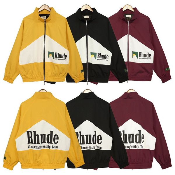 Модная марка Rhude Retro Jacket Классическая логотипная одежда на молнии