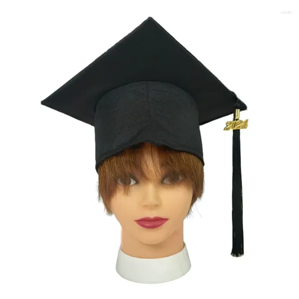 Beretti Y1UB 2024 Mortarboard accademica Bachelor Hat Laureation Celebrate Unisex Fringing per College University