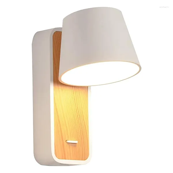 Стеновая лампа ArtPad 7W Нейтральный белый светодиодный скандинавт с деревянной основой и светильника переключателя для чтения коридора для прикроватных лестниц