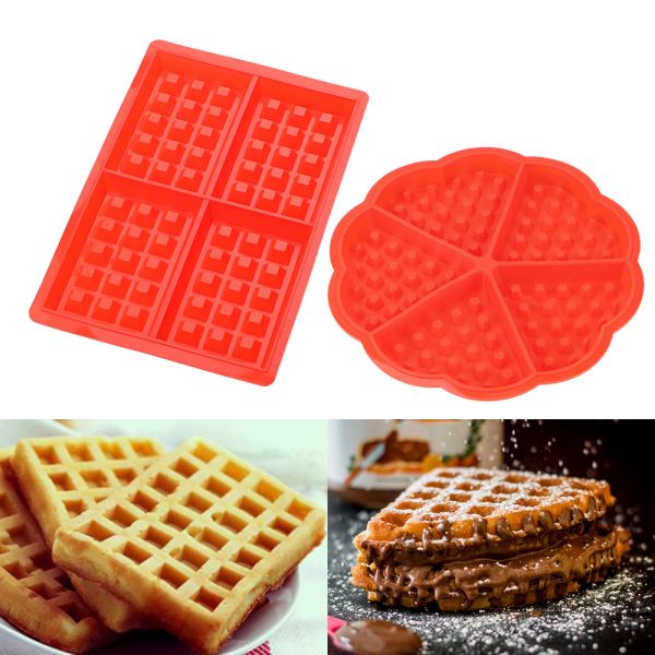 Stampi cucine per forno a forno a forma di rettangolo silicone waffle stampo a forma di cuore stampo stampo stampo per forno