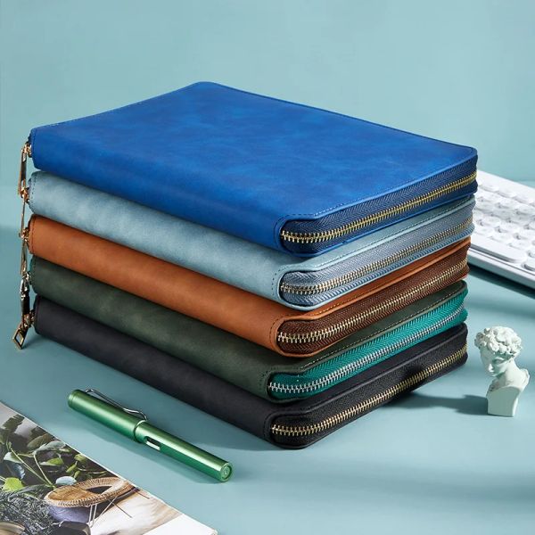Notepads Zipper A5 Leder Business Notebook und Journal mit Binder Notepad 6 Ringe Agenda Planer Stationery Organizer