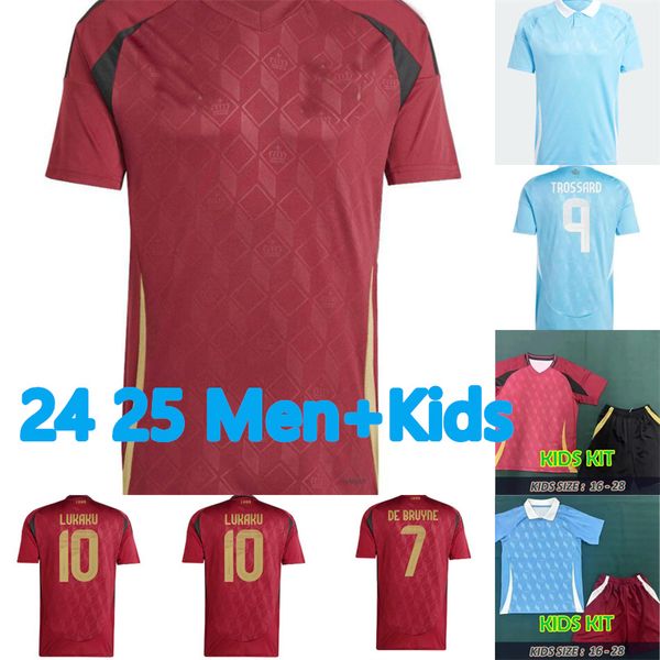 Belgien 24 25 Euro -Pokal -Nationalmannschaft Fußball -Hemd De Bruyne Lukaku Trossard 2025 Männer Kids Kit Set Home Away Away Tielemans Bakayoko Carrasco Soccer Trikots