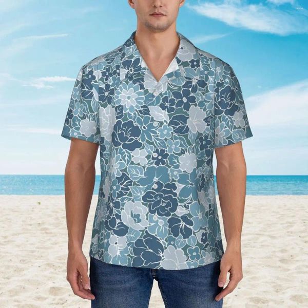 Herren lässige Hemden Ditsy Blumendruck Urlaubshemd Männer Vintage Flowers Hawaii Kurzarmdesign übergroße Blusen Geburtstagsgeschenk