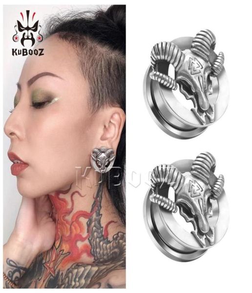 Kubooz Edelstahl Schafkopf Ohrstöpsel Tunnel Körper Piercing Schmuckohrringe Getreide Ganz 6 bis 25 mm 30pcs2425906676931