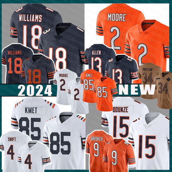 Walter Payton Keenan Allen Rome Odunze Maglie da calcio 18 Caleb Williams 2 DJ Moore Cole Kmet Travis Homer Brian Urlacher Jaylon Johnson D'Andre Swift Jaquan Brisker