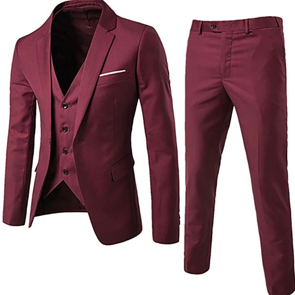 SUITS 2022New Arrivo 3 pezzi abiti da uomo Slimt fit a punta un pulsante con smoking da sposa ballo da ballo miglior uomo (giacca+pantaloni+gilet)