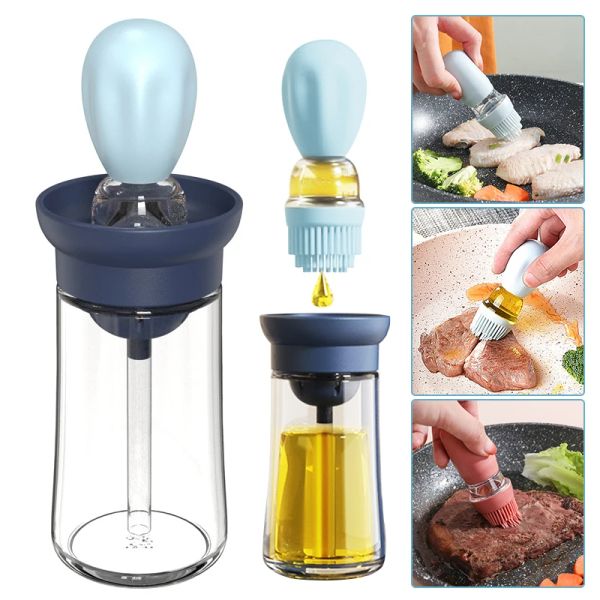 Acessórios O óleo de cozinha garrafa de silicone de vidro recipiente com barbecue de churrasco de mamadeira para dispensador de óleo para cozinha para cozinhar ferramenta